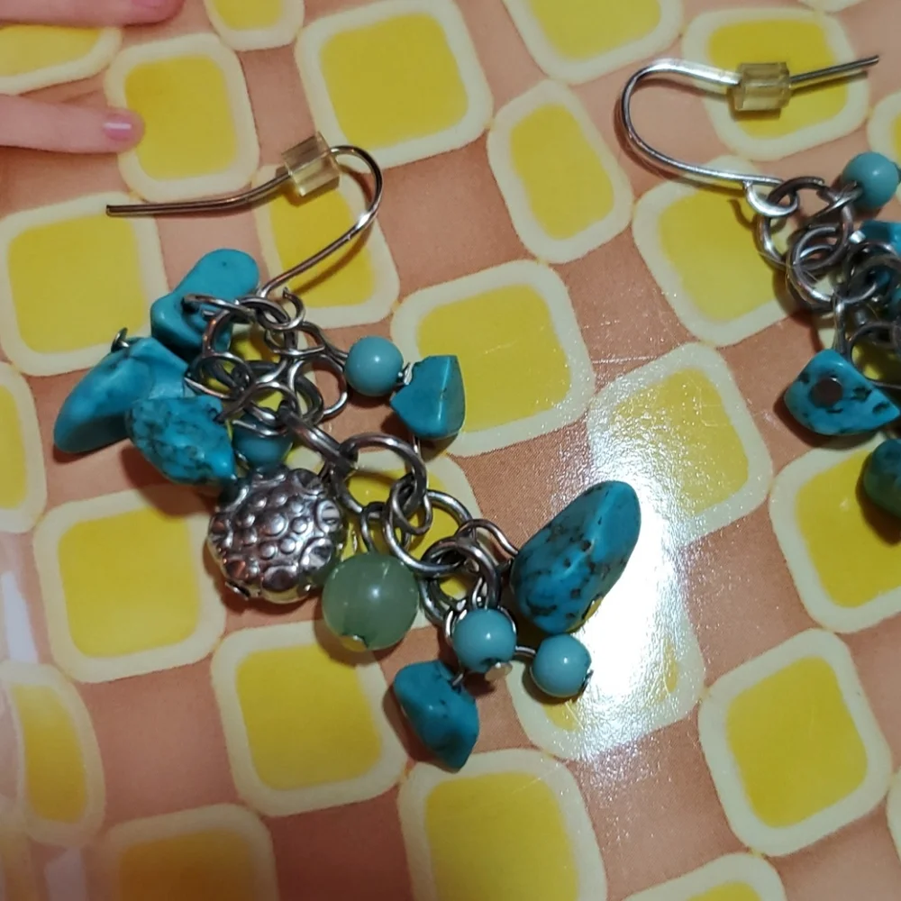 Vintage Boho Turquoise blue and silver earrings